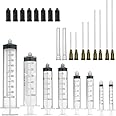 8 Pack Syringes, 100ml/ 60ml/ 30ml/ 10ml/ 3ml Syringes with 14G 4” 3” 2” 1” Blunt Tip Needles,Large Plastic Syringes for E-Liquids, Oil or Glue Applicator, Experiments and Industrial Use