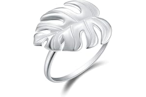 Springlight ✦ Geschenke für Frauen S925 Sterling Silber Damen Ringe Monstera Blätter Offener Rings Handgemachte Schmuck Ringe Geburtstagsgeschenk für Frauen.(Silver)