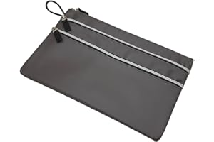 MYLEDERSHOP Grande portafoglio per banca 3 scomparti in grigio