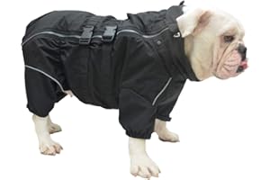 LOVELONGLONG Dogs Waterproof Jacket, Lightweight Waterproof Jacket Reflective Safety Dog Raincoat Windproof Snow-proof Dog Vest for Pugs English French Bulldog American Pit Bull Black B-M