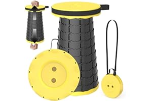 PLOGGING 2024 Sgabello Pieghevole Portatile Pieghevole,Pieghevole,Telescopico Retrattile,Sgabello Regolabile per Adulti,per Pesca,BBQ,Giardinaggio,Viaggi, Barbecue,Carico massimo 200 kg con Moschettone