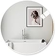 Amazing Tour 50cm Large Modern Round Mirror White Brushed Frame Wall Mirror Metal Framed HD Glass Wall Mirror for Makeup Bathroom Living Room