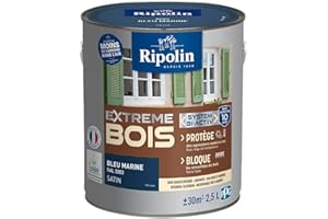 RIPOLIN - Peinture pour Bois Intérieur/Extérieur - Sans Sous-couche Ultra-couvrant - Résiste aux Intempéries, UV et Chocs - Protège et Magnifie - Lessivable - Satin - 2,5L - Bleu Marine