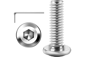 Valorada 20Pcs M5 Bolts, M5 x 15mm Flat Head Hex Socket Screws, 304 Stainless Steel Furniture Bolts, Full Thread Machine Screws with Hex Key