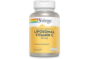 SOLARAY Liposomal Vitamin C 500mg, Fat Soluable Vitamin C, Vegcaps, Sin Sabor, 100 Unidad,