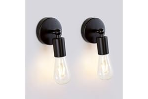 MantoLite Set of 2 Wall Lighting Fixtures Adjustable, Black Indoor Rustic Wall Lights Simplicity Vintage Industrial Bedside Night Lamp for Bedroom Living Room E27 Edison Bulbs Corridor Stairs Light