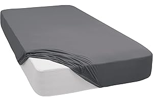 ‎MIXIBABY Mixibaby Fitted Sheet, Jersey Fitted Sheet, 100 % Cotton, Flat Sheet, 28 Colours, Size: 200 x 200 cm, Colour: Dark Grey