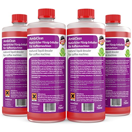 AmbiClean Flssig-Entkalker fr Kaffeeautomat, Bgeleisen, Wasserkocher, Espressomaschine etc. | 4x750ml (3L) universell einsetzbar fr Siemens, Bosch, WMF, Tassimo uvm. | Hergestellt in Deutschland AmbiClean Flssig-Entkalker fr Kaffeeautomat, Bgeleisen, Wasserkocher, Espressomaschine etc. | 4x750ml (3L) universell einsetzbar fr Siemens, Bosch, WMF, Tassimo uvm. | Hergestellt in Deutschland