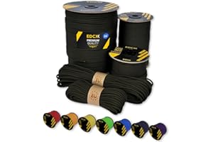 EdcX Paracord 4 mm, 35+ Couleurs Unies (10 m, 15 m, 30 m, 50 m, 100 m, 300 m) | Idéal pour l'artisanat, Le Camping, la Survie | Corde 100% Nylon 4 mm | Cordon Tactique 550 Type III (Army Green, 15 m)