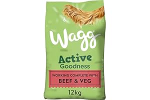 Wagg Active Goodness Complete Dry Adult Dog Food Beef & Veg 12kg - For All Active Working Dog Breeds