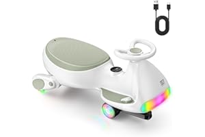 FanttikRide N7 Ultra Elektrisches Kinderauto mit Pedal, Kinder Auto, MagicMute Motor, 2 Geschwindigkeiten, 9 Farbmodi, Digitalanzeige, Bluetooth, für Kinder ab 3 Jahren, 68KG, Morandi Grün