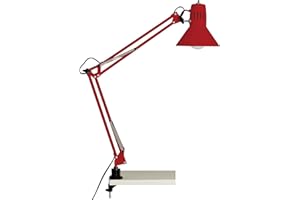 Brilliant Hobby - Lámpara de mesa con pinza de color rojo.