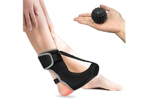 Pmueuff Bandage de Fasciite Plantaire pour Soulager la Douleur au Pied, Attelle de Releveur de Pied avec Balle de Massage, Attelle de Nuit Confortable pour Dormir