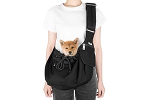 SLOWTON Portabebés para mascotas, perro Papoose Bolso de mano para cachorro con gato y manos libres con correa de hombro acolchada ajustable con soporte inferior y abertura bolsa Bolsillo con cremallera