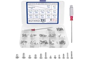 BGTXINGI 330PCS 12 Kinds M2 M2.5 M3 Laptop Notebook Machine Screw Set Stainless Flat Cross Recessed Pan Head Screw Assortment Kit with A Screwdriver Computer Accessory Screw Replacement Repair Kit