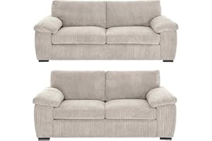 GENERIC Jumbo Cord 3+2 Seater Sofa Set: Redefine Your Living Space with Luxurious Comfort & Timeless Style – Deep Cushions, Sturdy Build & Ultra-Soft Fabric (Cream, 3+2 Seater)