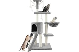 MAENGRE Cat Tree, Cat Scratch Posts Multi-Level Stable Cat Climbing Tower Cat Activity Trees with Ladder, and Rest Place for Indoor