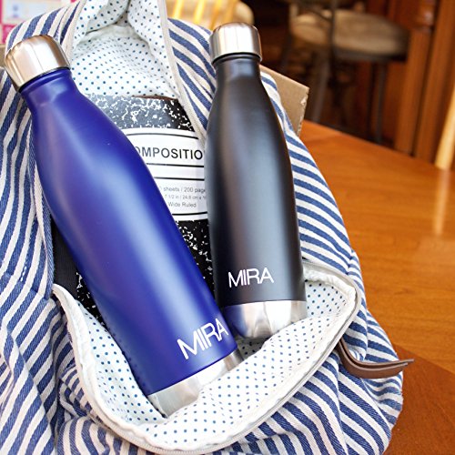 MIRA doppelwandige vakuumisolierte Edelstahl-Wasserflasche, 0,75 l, Colaflaschenform, blue, von MIRA Brands - 2