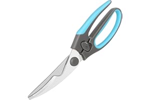 Asdirne Ciseaux à volaille, ciseaux à volaille, ciseaux à volaille avec acier inoxydable robuste et prise en main confortable, coupe puissante, pour la cuisine utilisation intensive, bleu/gris