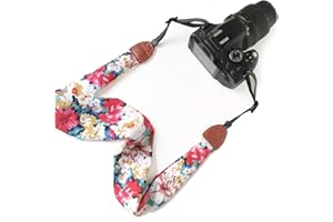 Bestele Bandoulière,Écharpe Douce pour Le Cou de la Caméra Devrait Sangle, Courroies de la Caméra d'impression Vintage pour Nikon/Canon/Sony/Lumix/Samsung/Olympus etc.（Red）