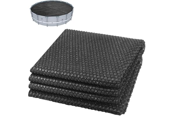 VOUNOT® Bâche à Bulles Piscine Ronde Ø3.66m Épaisseur 120 µm Bâche Solaire Chauffante Film Thermique à Découper pour Réchauffer l’Eau Noir