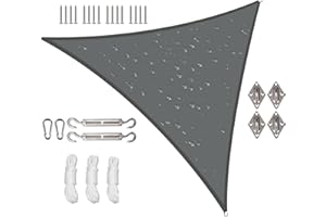 Aabb Sun Shade Sail 3x3x3m Triangle Waterproof Canopy 98% UV Blocking Sail Shades for Balcony Terrace Courtyard Play Area Swimming Pool (Grey）