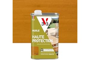 V33 Huile bois extérieur Haute Protection Chêne clair mat - Pour mobilier de jardin - Haute résistance eau, UV et graisses - Sans essuyage et effet perlant - Résine d'origine végétale - 1L