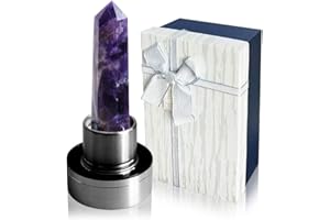 Tyuodna Wasser Heilsteine Flasche, Crystal Infusion Trinkflasche, Heilende Natürliche Wasserflasch, Auslaufsichere Quarz-Kristall Glas, Kristalltherapie, Edelsteinflasche (Amethyst)