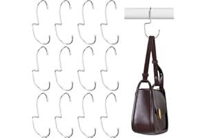 Queekay 12 Pieces Purse Hooks for Closet Bag Hanger Organize Hanger for Handbags Metal Purse Hanger Space Saving Purse Storage Hanging with Twisted Hook Design for Purses Backpack Handbag (Silver)