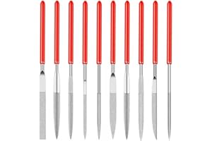 TRIFLETOPIA 10 Pcs Precision Mini Modelling File Set - Mini Diamond Needle Files Set for Jewelers - Round, Flat & Triangular Diamond Files Tools for Metal, Resin, Plastic & Miniatures - 2 x 100mm