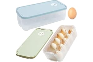 WSAMJIN 2 Pezzi Portauova per Frigorifero a 10 Griglie, Porta Uova in Plastica, Contenitore per Uovo con Coperchio Contenitore Uova Frigorifero per Conservare 20 Uova - 24,2×12×7,5cm