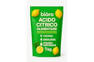 ACIDO CITRICO ALIMENTARE 1 kg – BiOro | 100% Puro | Food Grade | Per Cucina, Vino, Lavatrice, Lavastoviglie, Pulizia Ecologica | Detergente e Disincrostante naturale