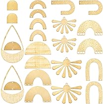 SUNNYCLUE 24 Connecteurs Bijoux Demi-Cercle Laiton Doré - 12 Styles Pour Créations DIY