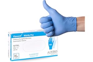 Viawant – Passgenaue Nitril Einmalhandschuhe 100 Stück in XL Blau | Einweghandschuhe für Medizin, Lebensmittel, Haushalt uvm. | Nitrilhandschuhe puderfrei & latexfrei