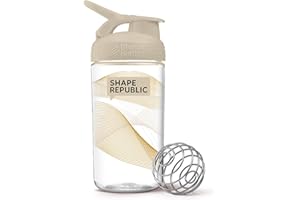 Shape Republic BlenderBottle | optimal geeignet als Eiweiß Shaker, Protein Shaker, Wasserflasche | Trinkflasche mit BlenderBall | BPA frei | Fassungsvermögen 500 ml | mit Messskala | Gold