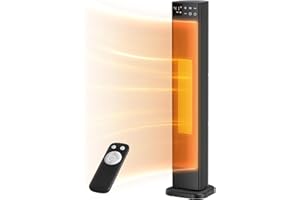 Midea 30 Inch Electric Heater, 2000W Ceramic Tower Heater with Thermostat and Remote Control, 75° Oscillation & 24-Hour Timer, Energy Efficient, Overheat & Tip Over Protection, Quiet Heater for Home