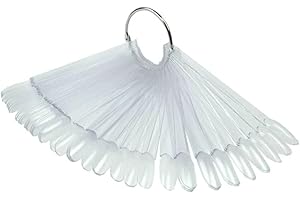 BEAUTICCO Clear Nail Swatches Fan – 50 Nail Art Pop Display Sticks with Ring for Gel Polish Colors, Practice, Tips & Designs – Professional Nail Display Tool