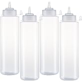 HR Hogar - Squeeze Sauce Bottle - 4 Pieces of 750 mL - Reusable and Recyclable Dispensers | Made in Spain | BPA-Free Kitchen