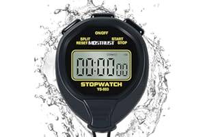 MOSTRUST Digital Simple Waterproof Stopwatch, No Bells, No Clock, No Countdown, Simple Basic Operation, Large Display Silent Stopwatch with ON/Off for Swimming Kids Coaches Referees Teachers (Black)