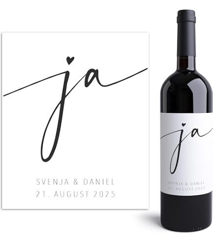 Produktbild von Personalisierbares Verlobungs-Weinetikett Mit Initialen – Edles Geschenk Zur Hochzeit Oder Verlobungsfeier