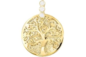 FORME DI LUCCHETTA Lucchetta - Ciondolo Albero della Vita con Zaffiri | Oro Giallo 14 carati Diamantato | Charm per Bracciale e Catenina (fino a 4mm)