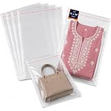 Plastic Transparent Poly Bags For Packing Saree Cloth Sealable | Used For Saree Packing, Shirts Packing Etc. Bopp Poly Bags Self Adhesive (100) (14 X 18): 