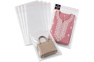 Plastic Transparent Poly Bags For Packing Saree Cloth Sealable | Used For Saree Packing, Shirts Packing Etc. Bopp Poly Bags Self Adhesive (100) (14 X 18)