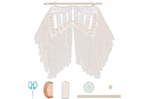 FREEBLOSS Macramé Tenture Murale Ailes d'ange Bonne Signification Style Bohème Macramé Boho Art Mural pour Salon Chambre Jour de L'Indépendance