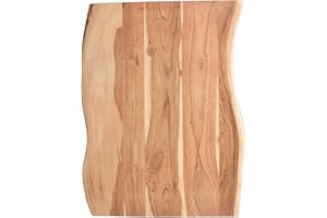 ‎SAM SAM Tischplatte 80x60 cm Toni, Holzplatte Akazienholz massiv + naturfarben + lackiert, Baumkanten-Platte für Heimwerker, Arbeitsplatten, Tische & Fensterbretter