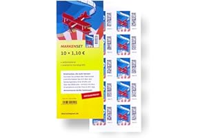 ALBELLION 10 Stück 1,10 EUR 1,1 EUR € postfrische selbstklebende Briefmarken | Frankaturware Markenset (Motiv: Luftpost)