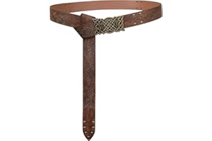 HiiFeuer Viking Wytłoczony Pasek ze Sprzączką, Nordycki Pasek ze Sztucznej Skóry Rycerz, Retro Średniowieczny Pasek Wojownika na LARP Cosplay Halloween