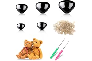 RYAN 100 Pezzi Naso Giocattolo in Plastica Nera con Rondelle 30/24/ 22/18/ 15mm Naso di Sicurezza per Amigurumi Fantoccio Orsacchiotto Peluche Animal Creazione Bambole Fai-da-Te