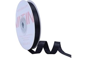 VATIN Double Sided Black Satin Ribbon Polyester 10mm X 23m(25 Yards) Perfect for Gift Wrapping,Hair Bow,Party Balloon Trimming, Cake Decoration Sewing and Other Craft Projects