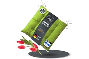 LILENO HOME Set of 1 Chair Cushion, Apple Green, 40 x 40 x 6 cm, Seat Cushion for Garden Chair, Kitchen or Dining Room Chair, Comfortable, UV-Resistant Indoor and Outdoor Chair Cushion